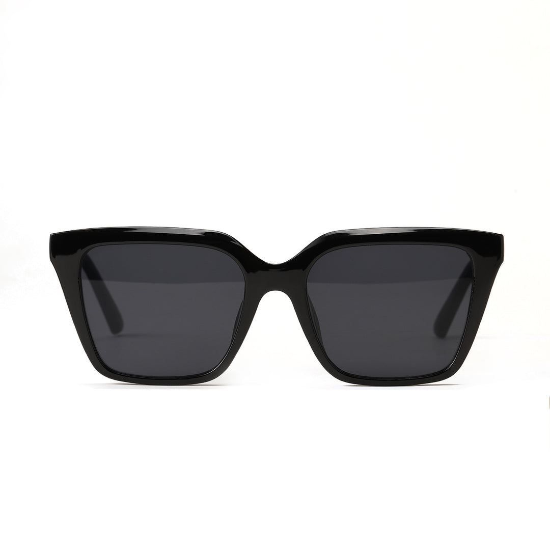 Dame geometrisk solbrille med beskyttende UV-filter og stilfullt skilpadde-design Luvikno