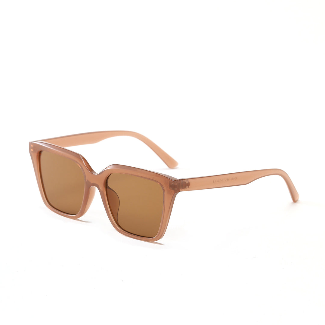 Dame geometrisk solbrille med beskyttende UV-filter og stilfullt skilpadde-design Luvikno