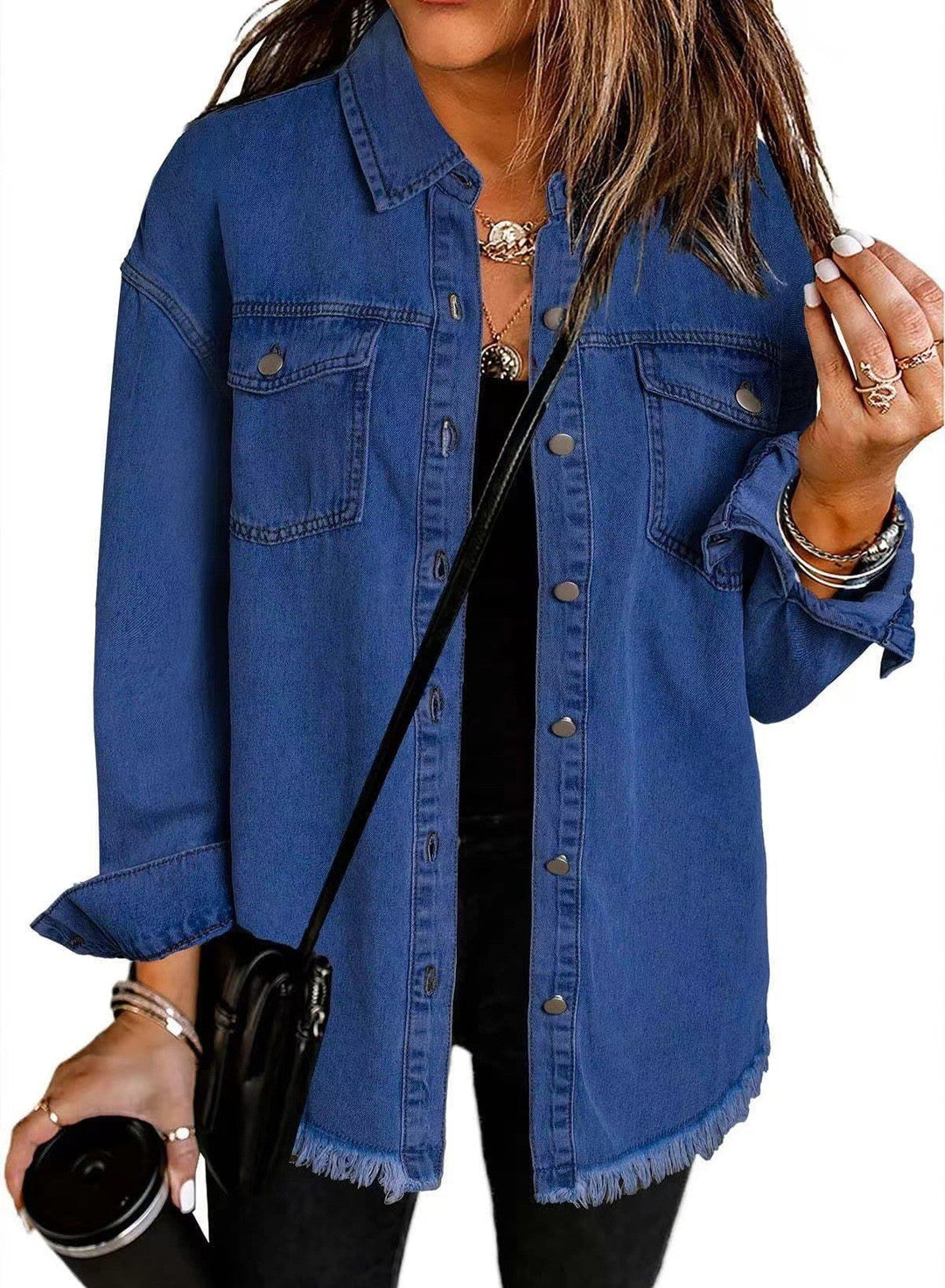 Luvik | Damer Denim Overshirt med åpninger og brystlommer