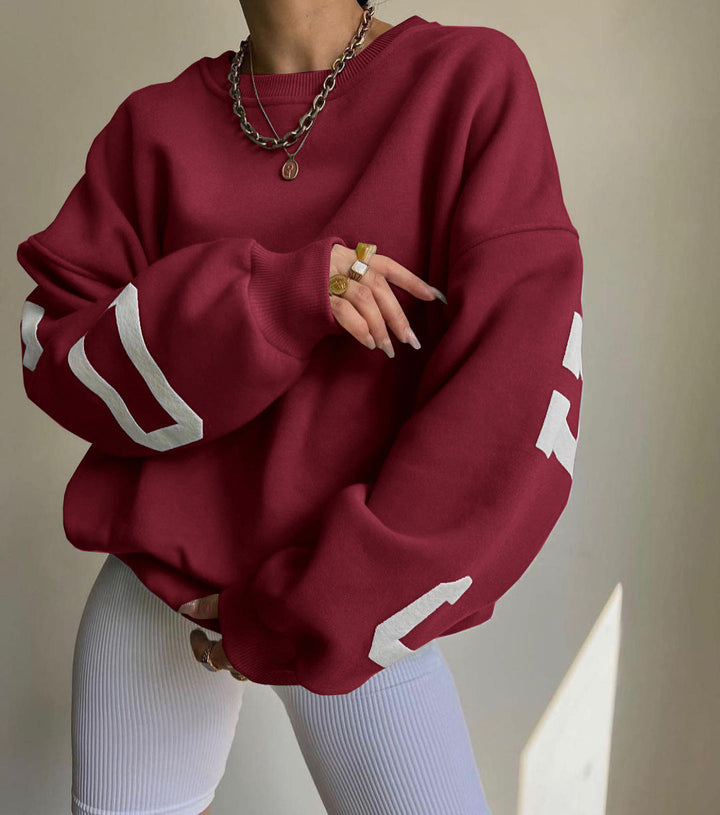Dame avslappet oversized genser med kontrasterende ermer Luvik