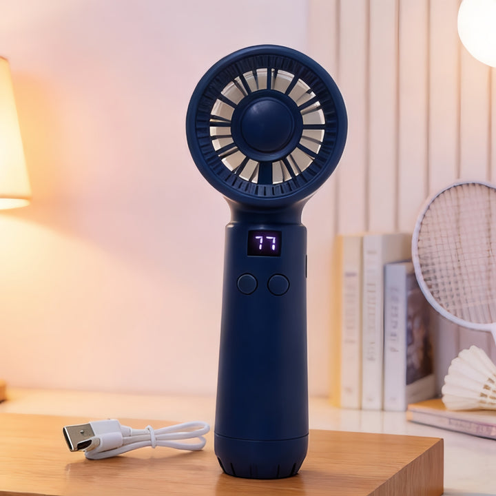 Kjøling bærbar oppladbar bladløs håndholdt vifte med LED hastighetsdisplay og USB-lading Luvikno