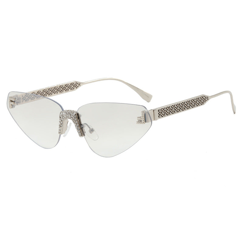 Dame Designer katteøyne-solbrille med glitrende strass-dekor Luvikno