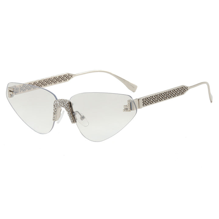 Dame Designer katteøyne-solbrille med glitrende strass-dekor Luvikno