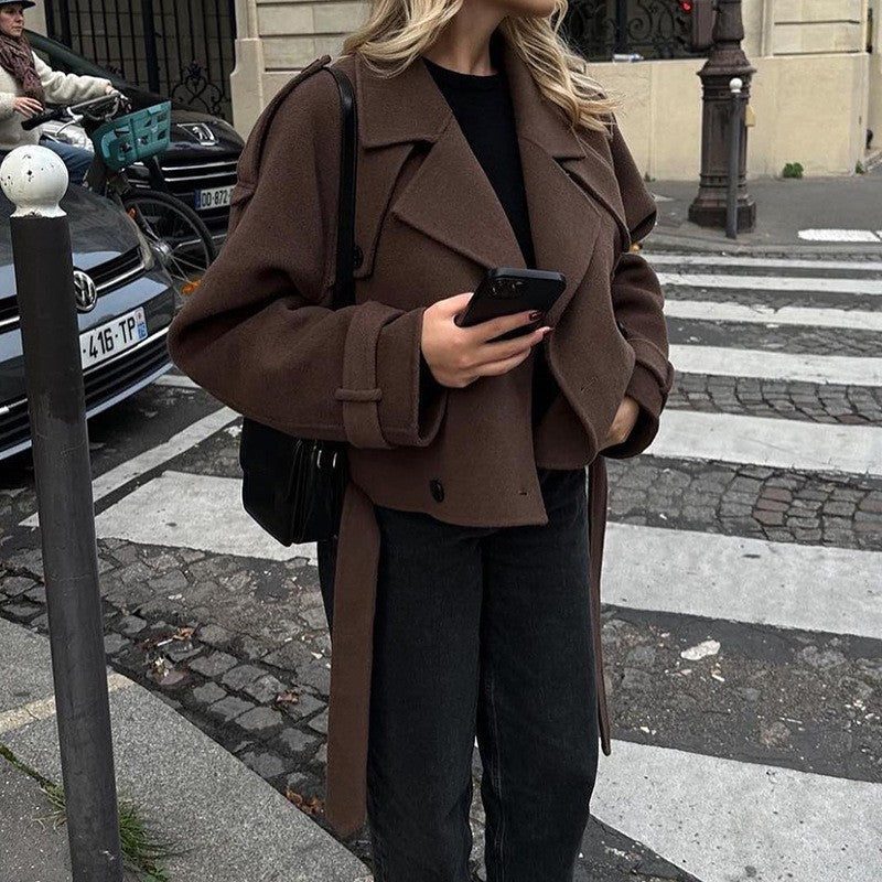 Luvik | For kvinner motebevisst cropped jakke trench-stil