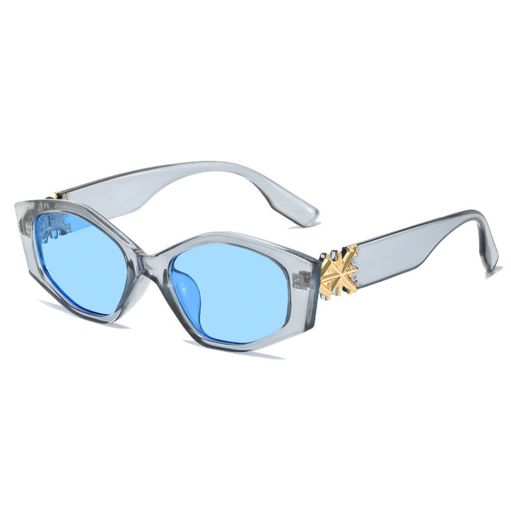 Dame geometrisk solbrille med luksuriøs detalj Luvikno