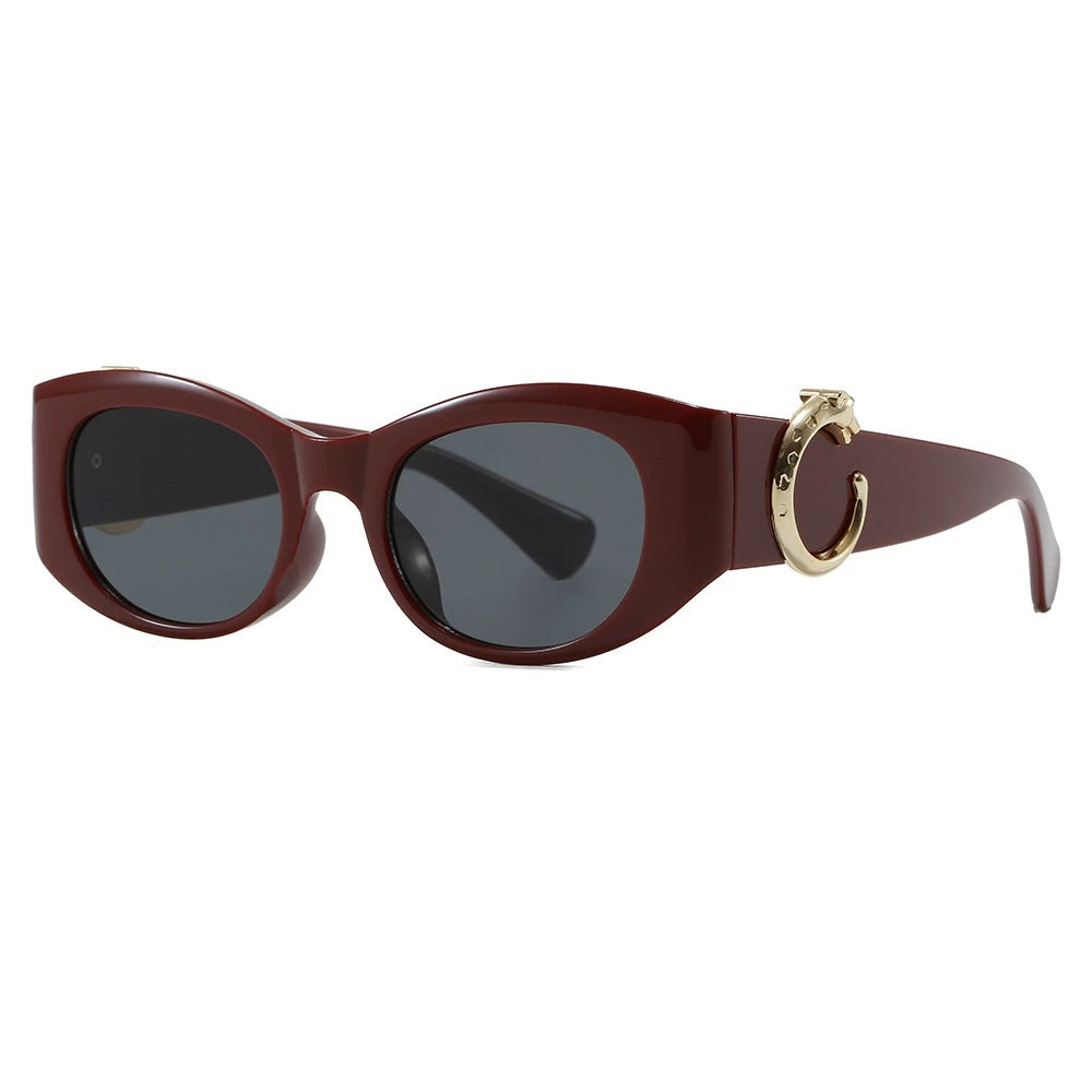 Dame elegant Cat-Eye solbriller med gulldetaljer Luvikno