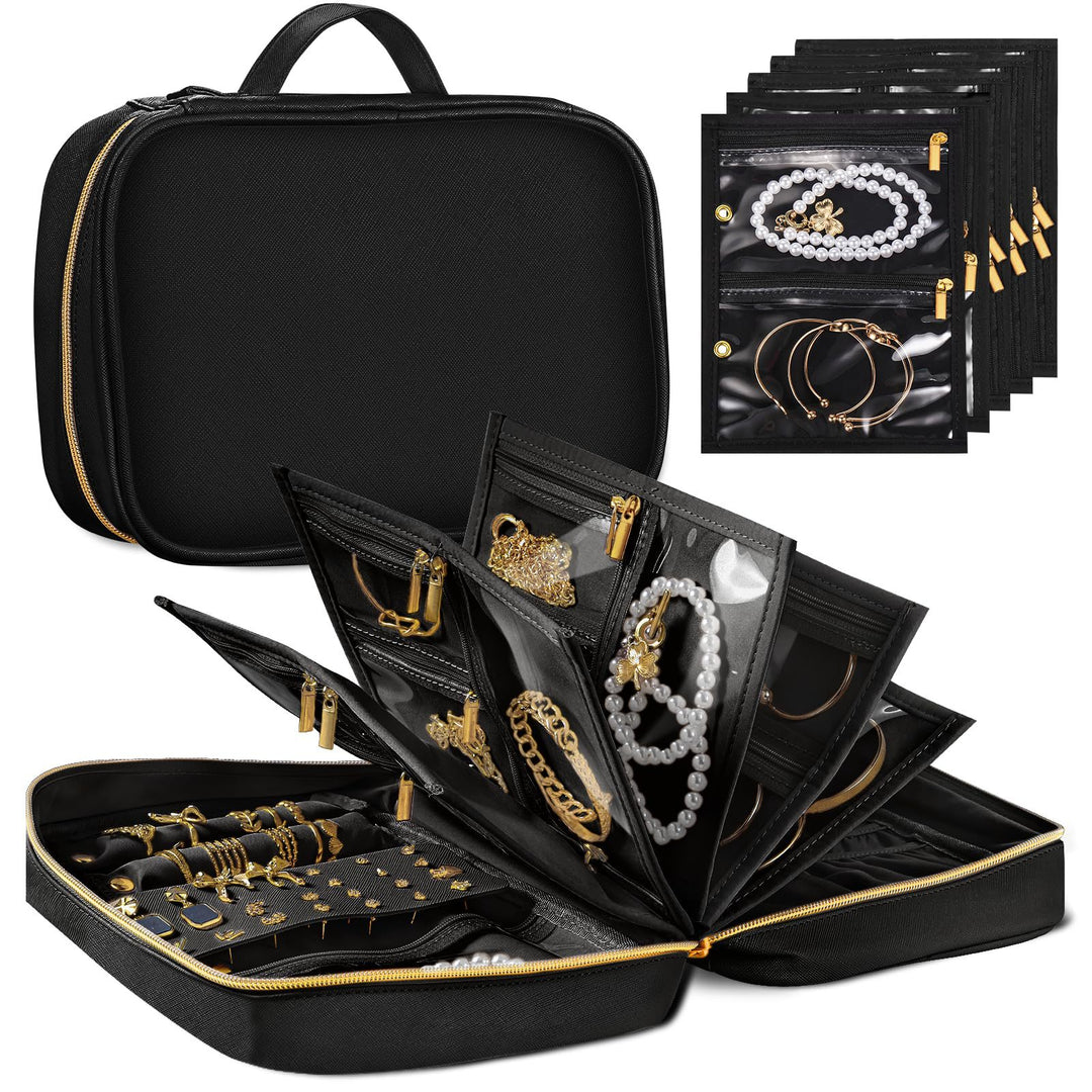Kvinnelig elegant smykkorganisator med transparente rom Luvikno