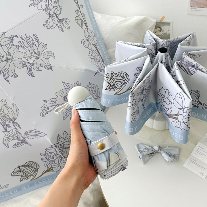 Dame kompakt paraply med blomstermotiv Luvikno