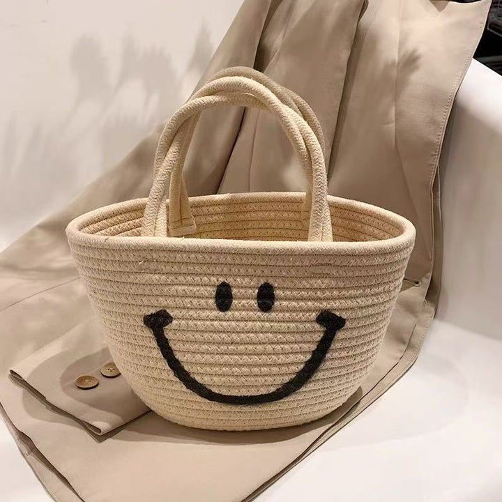 Dame håndveske med lyst Smiley-motiv Luvikno