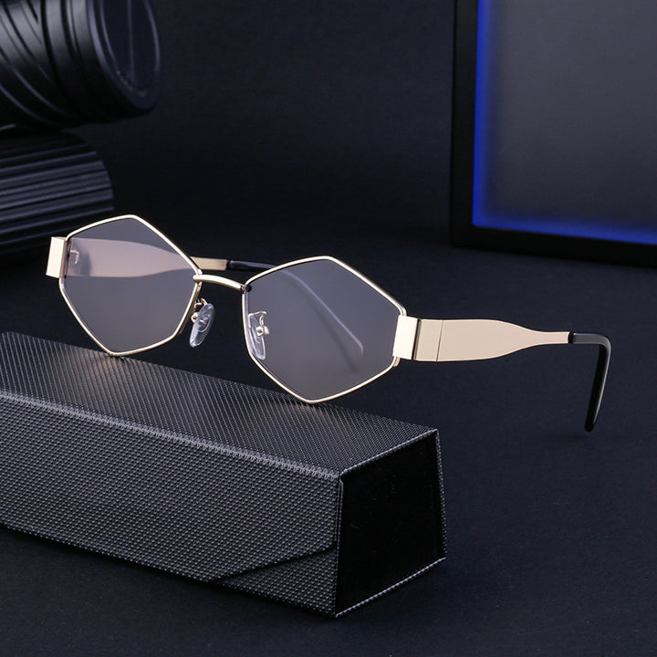 Dame geometrisk solbrille med moderne ramme Luvikno