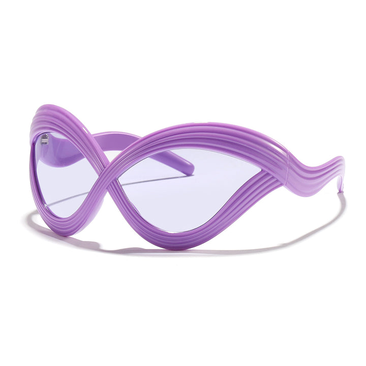 Dame moteriktig solbrille med innovativ bølkeramme Luvikno