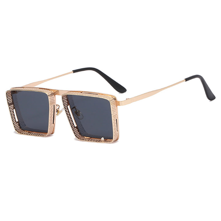 Dame ekstravagant firkantet solbrille med hullet ramme Luvikno