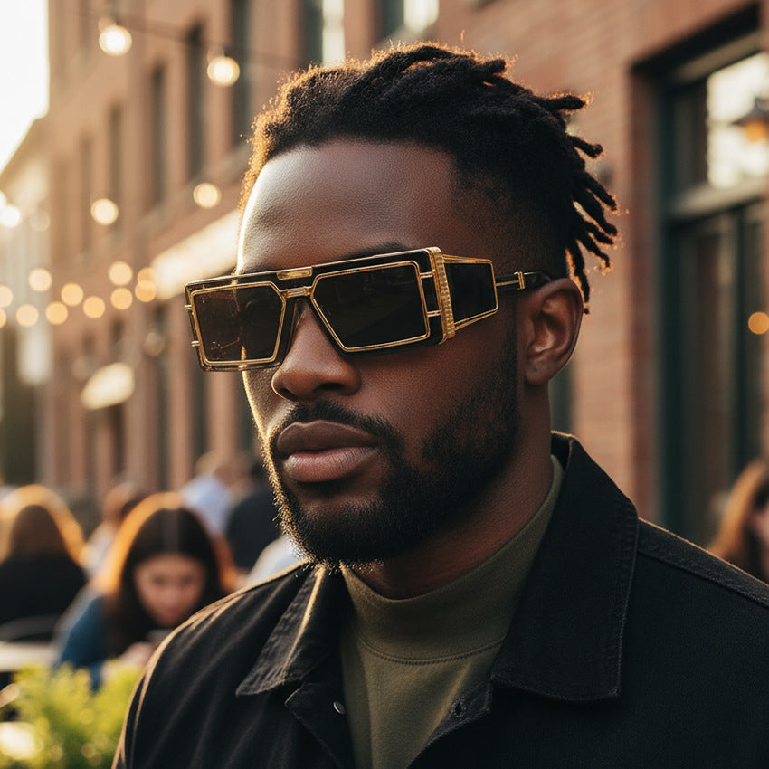 Dame Geometrisk Oversized Solbrille med luksuriøs ramme Luvikno