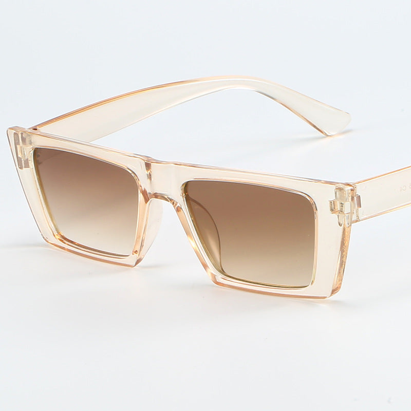 Dame geometrisk solbrille med trendy, firkantet ramme Luvikno