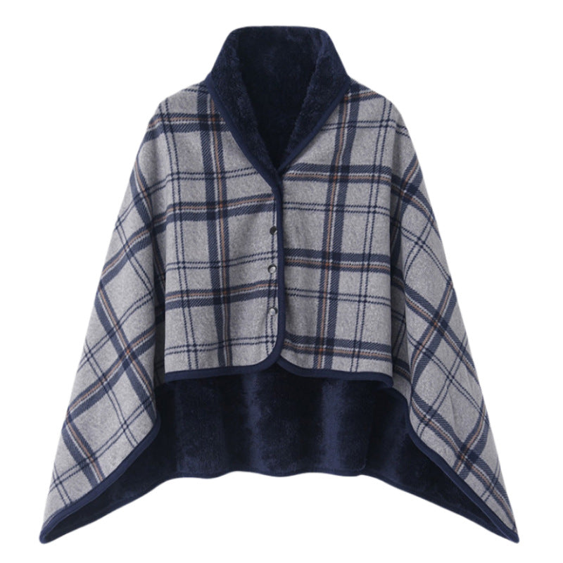 Damer elegant og komfortabel fleece poncho teppe Luvikno