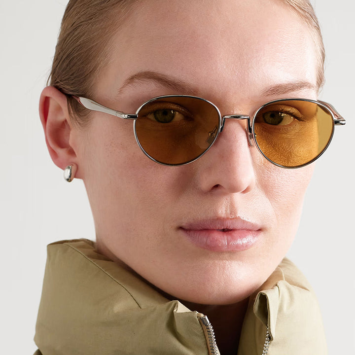 Dame runde solbriller med elegant metallramme og UV-beskyttelse Luvikno