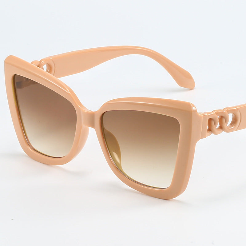 Dame moderne Cat-Eye solbriller med klar ramme og UV-beskyttelse Luvikno