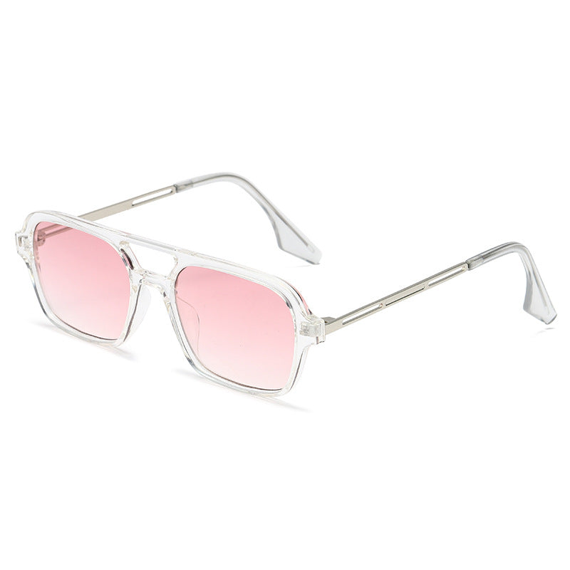 Dame trendy kvadratiske solbriller med transparent ramme og myke linser Luvikno