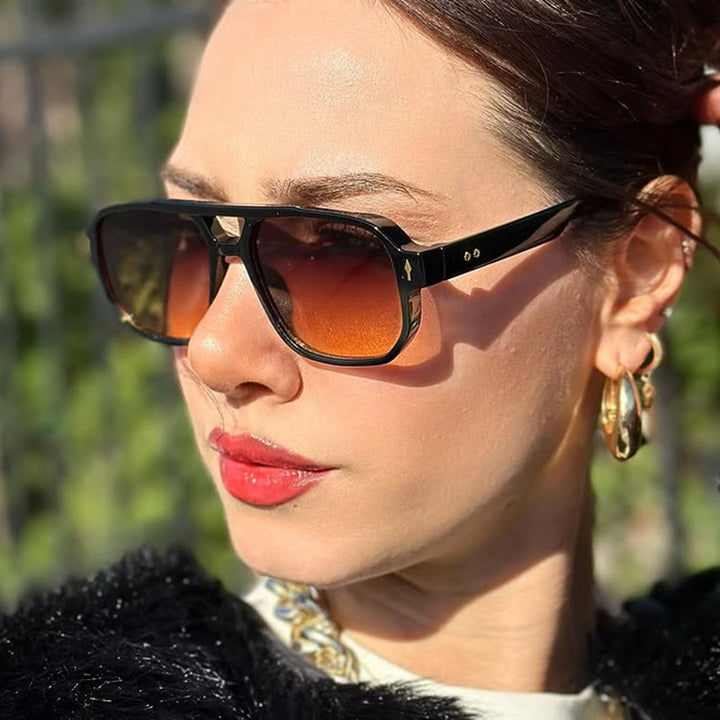 Dame moterik kvadratisk solbrille med luksuriøse detaljer Luvikno