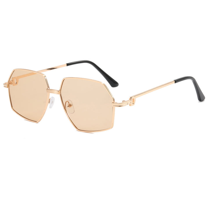 Dame Stilig geometrisk solbrille med edel metallramme Luvikno