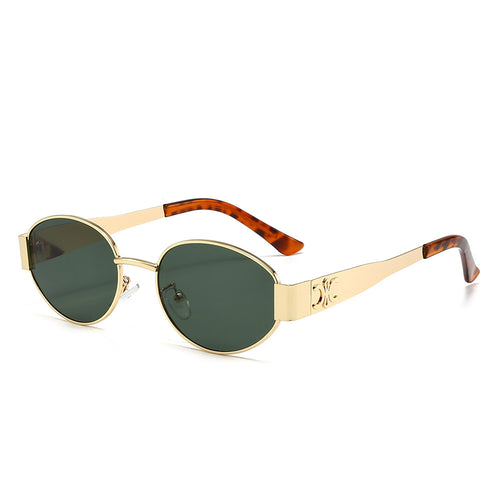 Dame Designer-solbrille med elegant oval ramme og unike aksenter Luvikno