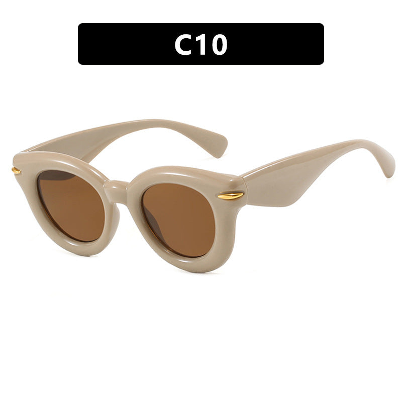 Dame Cat-Eye solbriller med ekstravagant ramme og beskyttende UV-beskyttelse Luvikno