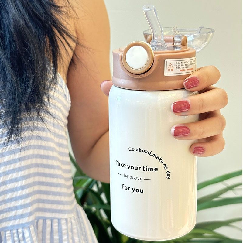 Damen Isoliertrinkflasche mit innovativem Klappdeckel und praktischem Griff Luvikno