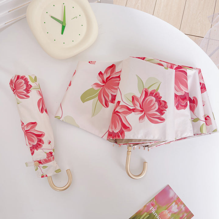 Dame elegant foldbar paraply med fruktig design Luvikno