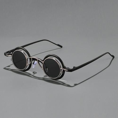 Dame Retro-Rundsolbrille med dobbel ramme Luvikno