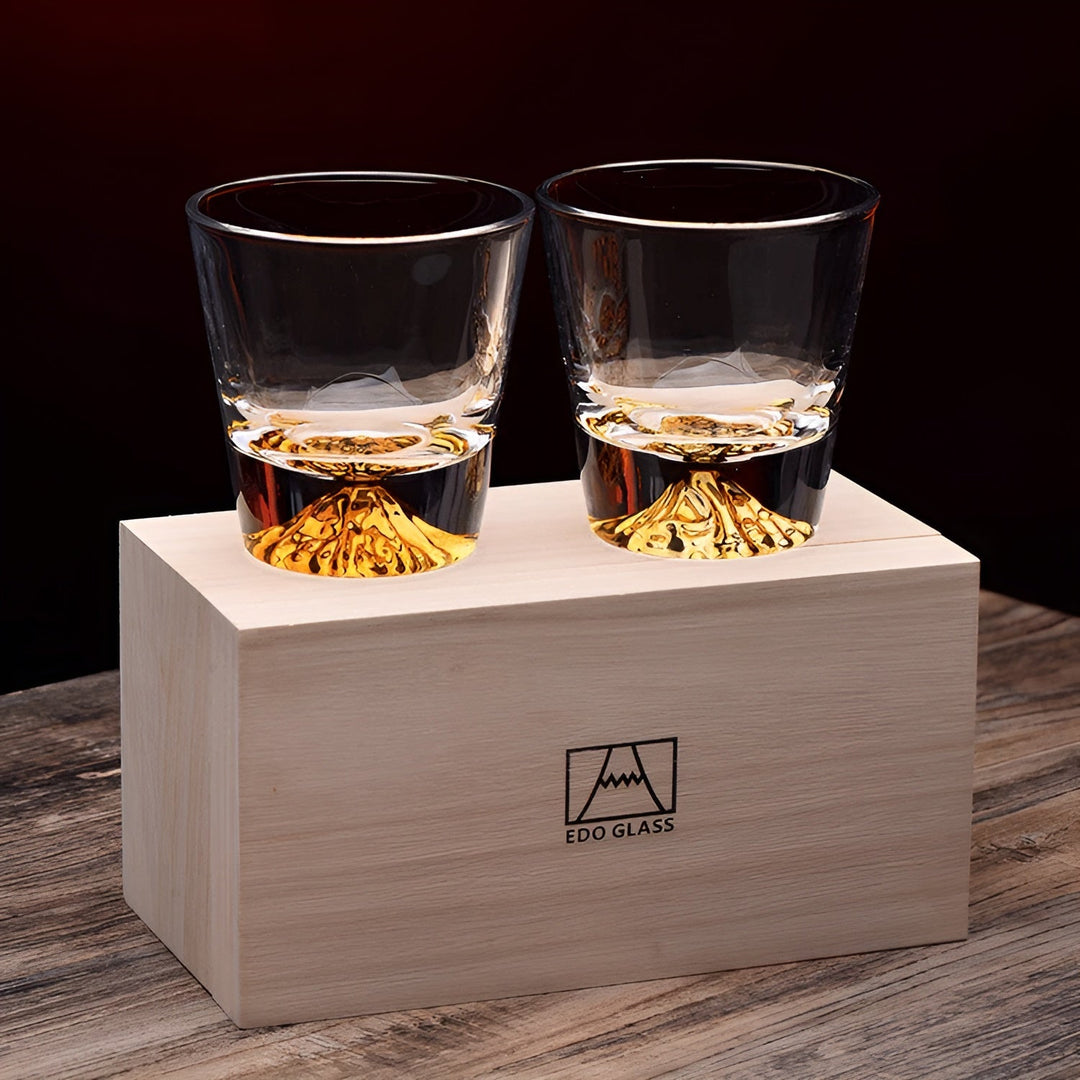 Whiskeyglass med Mount Fuji-design – Elegant sett for kjennere | Luvikno