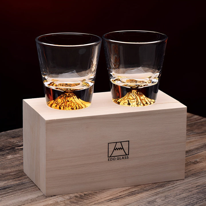 Whiskeyglass med Mount Fuji-design – Elegant sett for kjennere | Luvikno