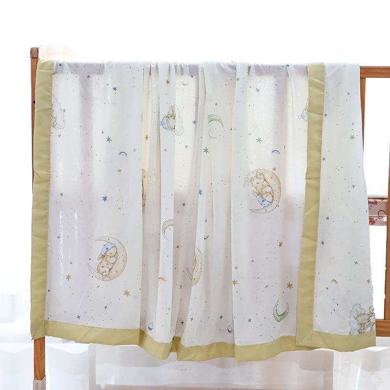 Unisex nan koselig babysengteppe laget av bomullsmuslin med pustende fyll og satinert kant Luvikno