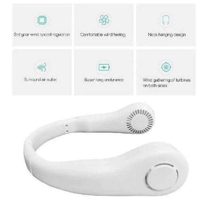 Unisex en størrelse ergonomisk U-formet bærbar nakke kjøleventilator med bladløs luftstrøm Luvikno