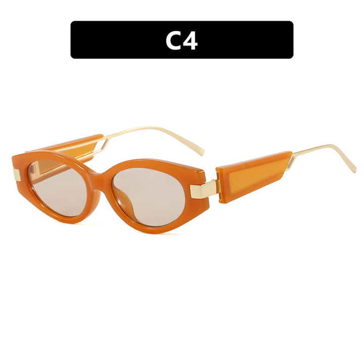 Dame elegant Cat-Eye solbriller med gullige detaljer Luvikno