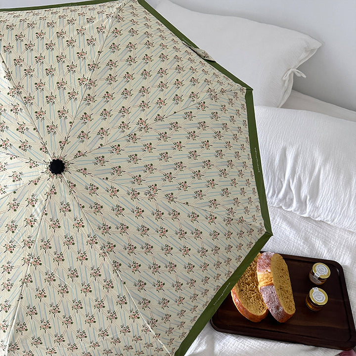Dame elegant felle paraply med blomsterdesign Luvikno