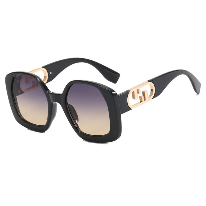 Dame oversized solbriller med ekstravagant geometrisk ramme og elegante detaljer Luvikno