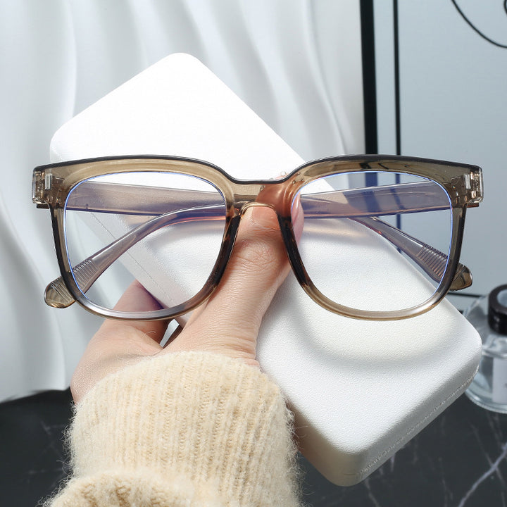 Dame trendy rektangulære briller med blå glass Luvikno