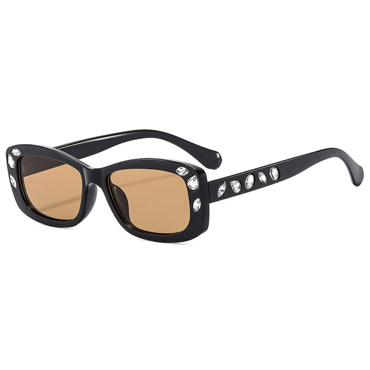 Dame moteriktig solbrille med krystallpynt Luvikno