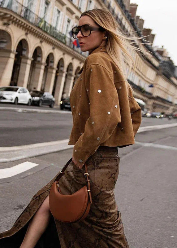 Luvik | Mokkanahka Ge cropped takki