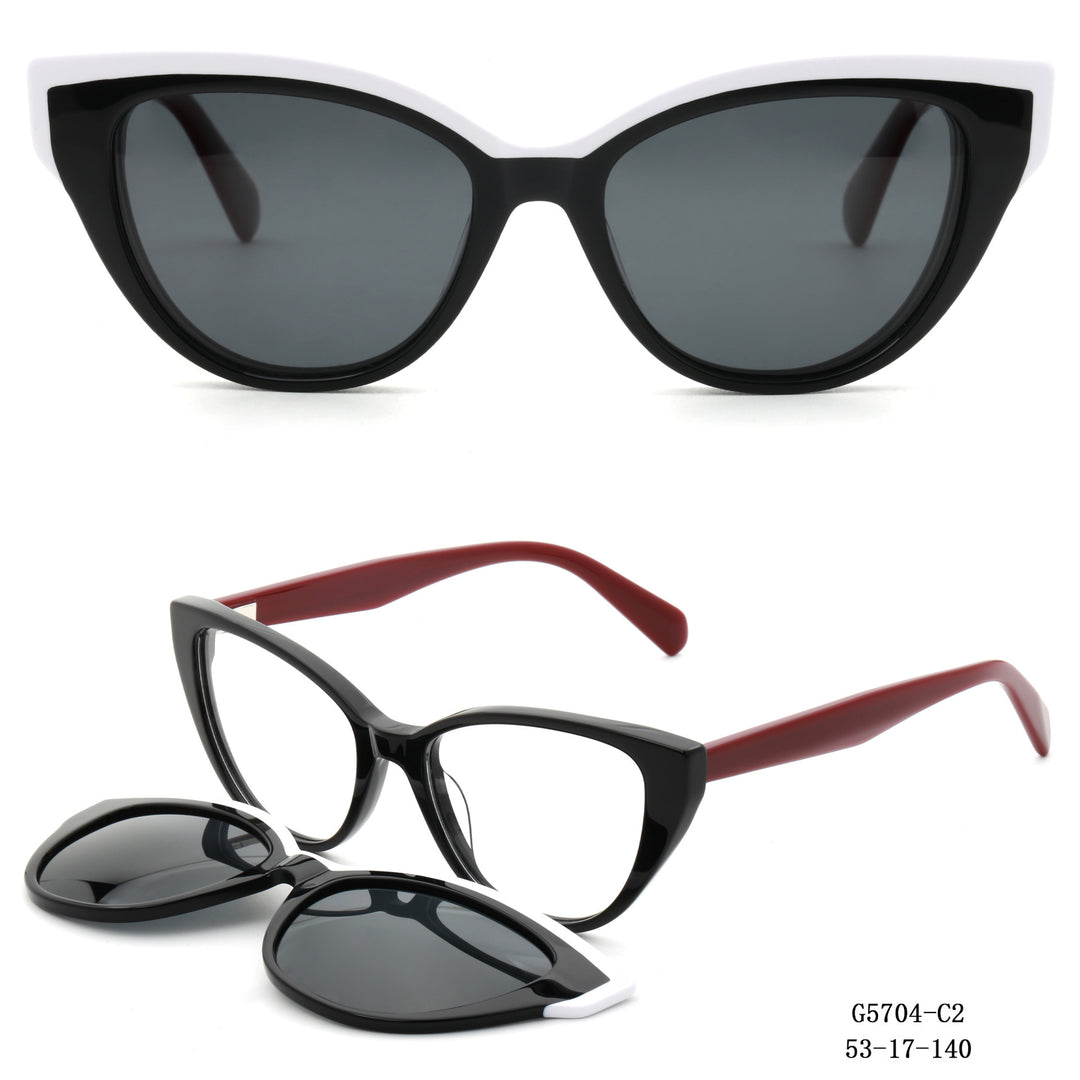 Dame Cat-Eye solbriller med avtagbare linser Luvikno