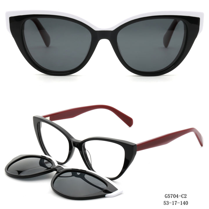 Dame Cat-Eye solbriller med avtagbare linser Luvikno