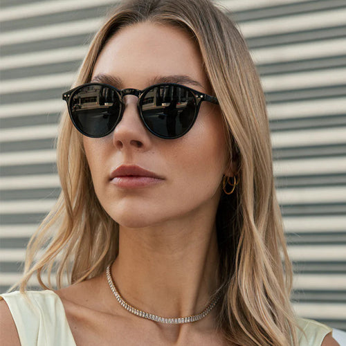 Dame moterunde solbriller med transparent ramme og UV-beskyttelse Luvikno