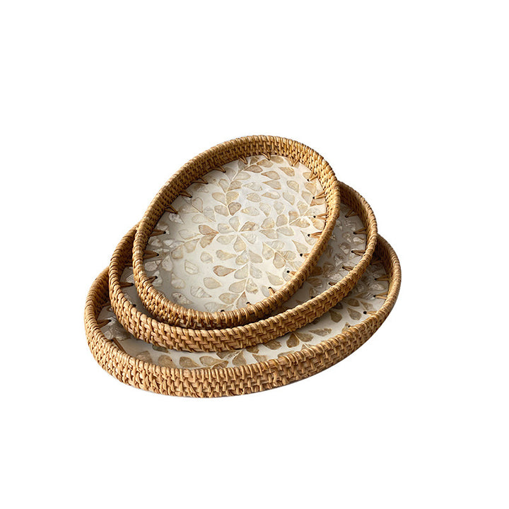 Dame Elegant Serveringsfat-set laget av håndvevd naturmateriale Luvikno