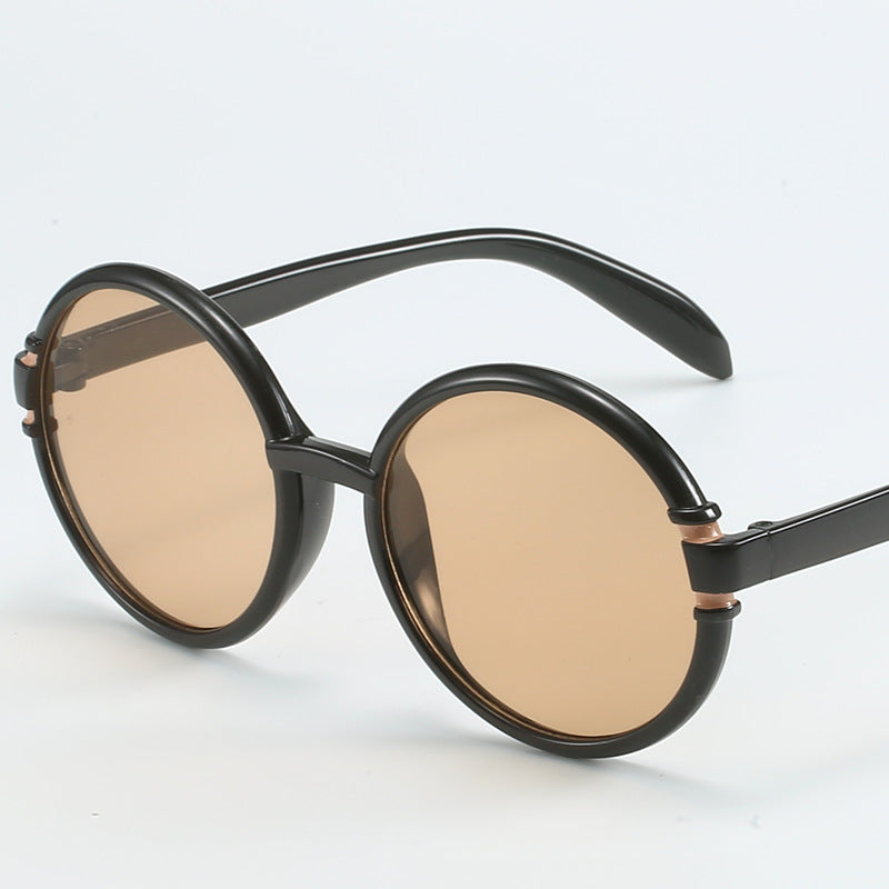 Dame rund solbrille i trendy leopardmønster med UV-beskyttelse Luvikno
