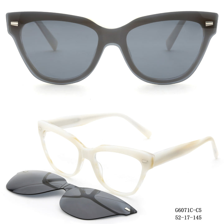 Dame moter Cat-Eye solbriller med avtakbare glass Luvikno
