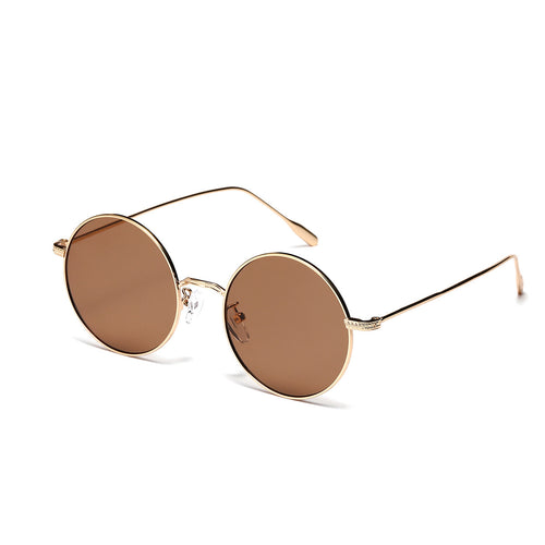 Dame rund moteriktig solbrille med glamorøs ramme Luvikno