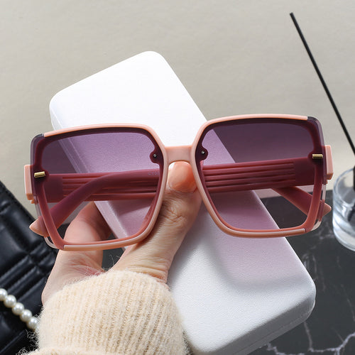 Dame firkantet solbrille med trendy geometrisk design Luvikno
