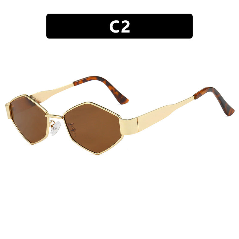 Damen geometrisk solbrille med smal metallramme og polarisert glass Luvikno