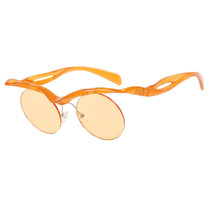 Damer futuristisk solbrille med buet ramme og polariserte linser Luvikno