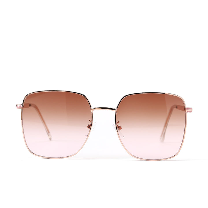Dame kvadratisk solbrille med elegant metallramme og speilende glass Luvikno